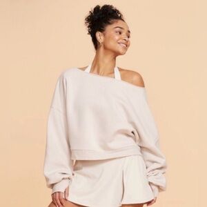 NWT Blogilates Women's Dance Studio Off the Shoulder Sweatshirt Moonbeam 1X